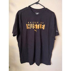 Puma Mens L/G T-shirt "HUSTLE" Logo Crewneck Black Short Sleeve Casual Tee